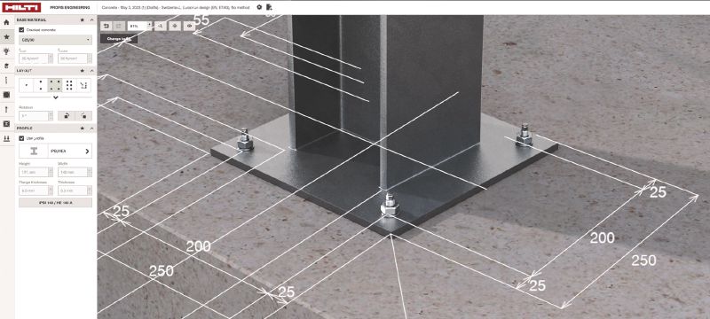 Software de diseño estructural PROFIS Engineering Suite Software de diseño de anclajes de ingeniería estructural con códigos y aprobaciones, cálculos de métodos de elementos finitos a base de componentes y una variedad de métodos de fijación Aplicaciones 1