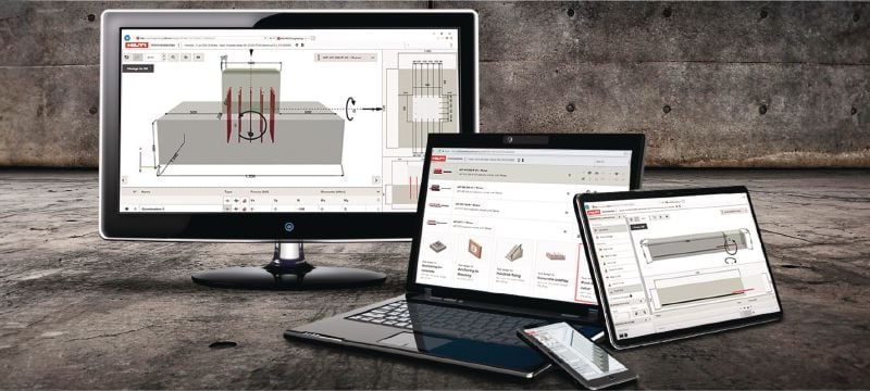 Software de diseño estructural PROFIS Engineering Suite Software de diseño de anclajes de ingeniería estructural con códigos y aprobaciones, cálculos de métodos de elementos finitos a base de componentes y una variedad de métodos de fijación Aplicaciones 1