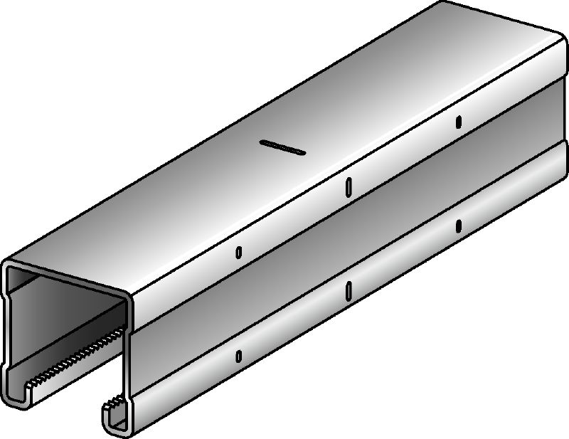 MQ-41 U Carril de carga MQ sin ranuras galvanizado de 41 mm de alto para aplicaciones de carga media