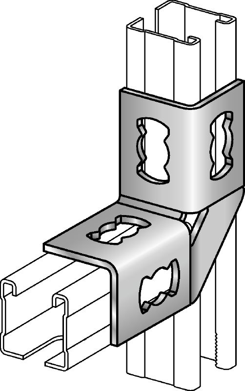 Conector en ángulo MQW-4-90 Ángulo galvanizado de 90 grados para la conexión de varios carriles de puntal MQ